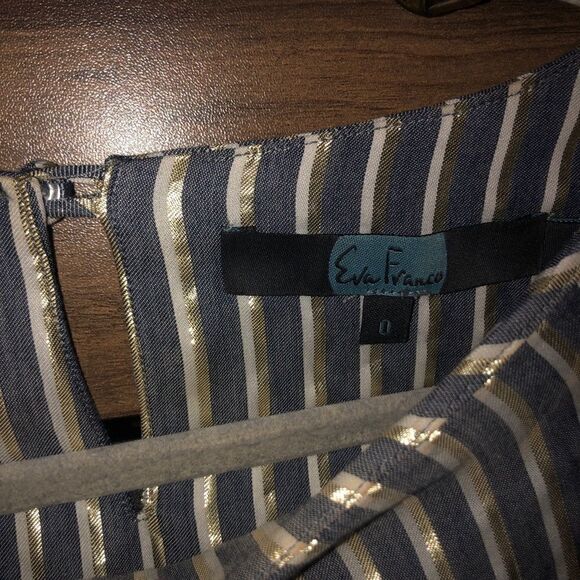 Eva Franco Marin Short Sleeve Striped Blouse - Sz 0 - Picture 15 of 15